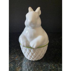 Williams Sonoma 7" High Vintage Bunny Lidded Candy Dish, 2011